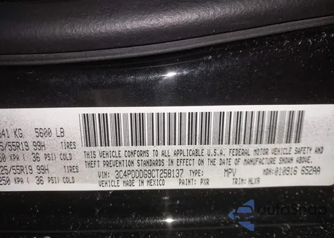 2012 Dodge Journey Crew z USA, uszkodzony, nr VIN 3C4PDDDG9CT258137